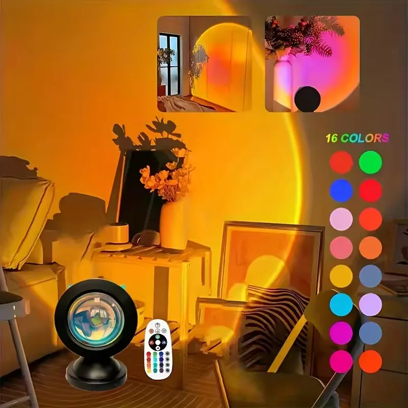 Lámpara de Atardecer Eaura — Sunset Lamp 16 Colores con Mando